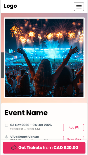 Branded mobile event page