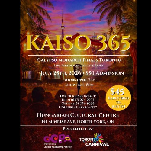 KAISO 365 CALYPSO MONARCH FINALS TORONTO 