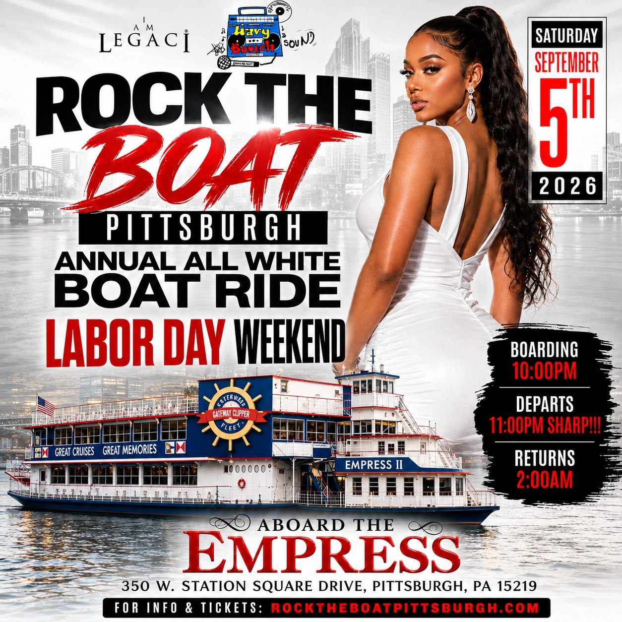 Rock The Boat Pittsburgh: All White Boat Ride – Labor Day Weekend 2026 