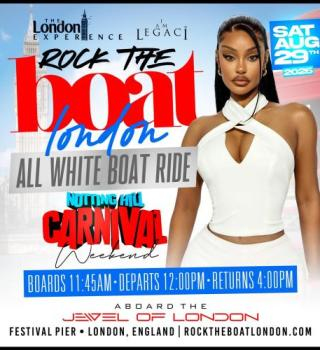 Rock The Boat London All White Boat Ride Party | Notting Hill Carnival 2026 